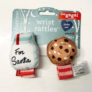 ⭐️ NEW Infantino Go gaga! Christmas Holiday Baby Wrist Rattles Milk & Cookies